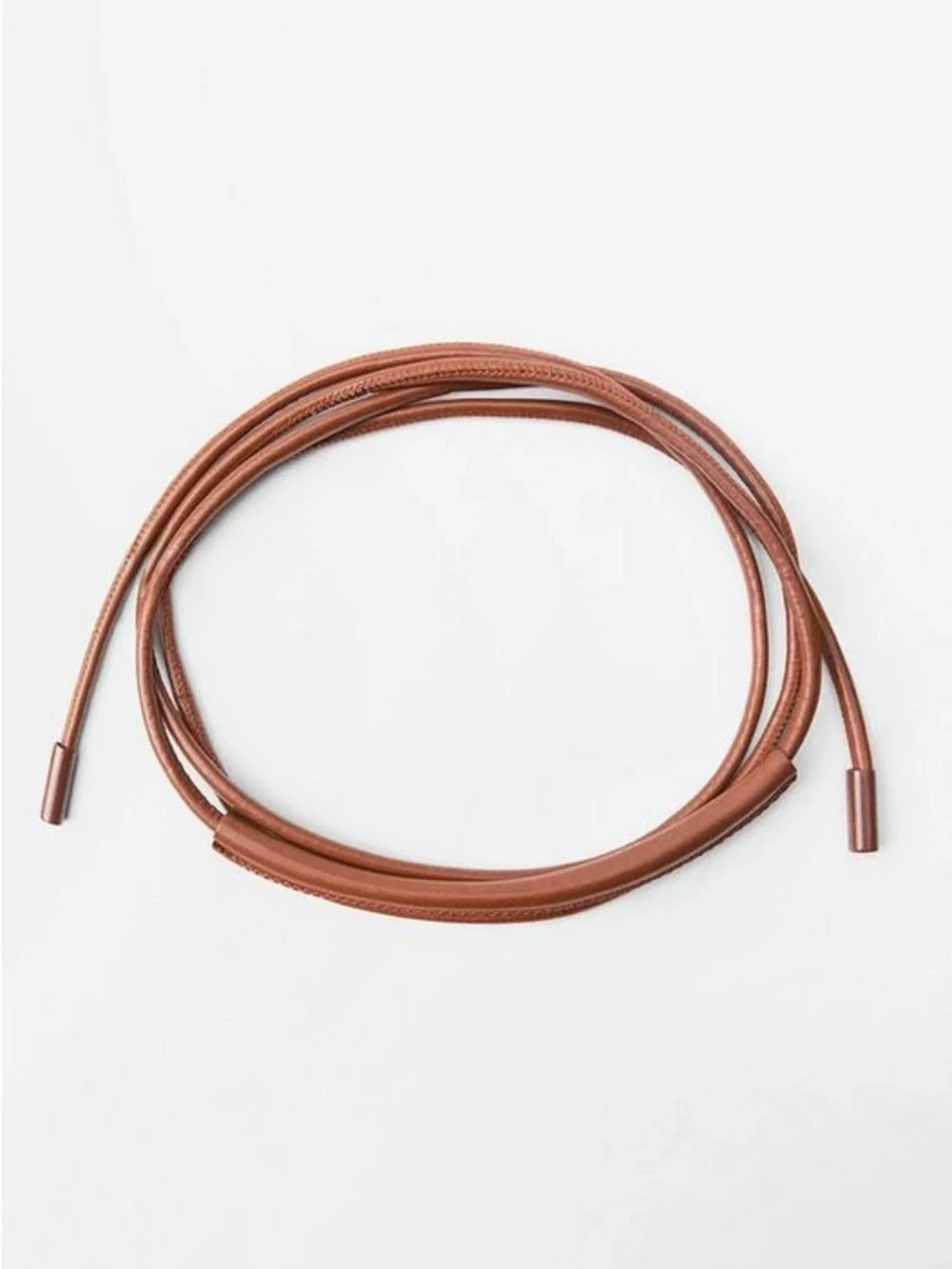 Zara TUBULAR LEATHER CORD  (US 32) BROWN - Picture 5 of 5